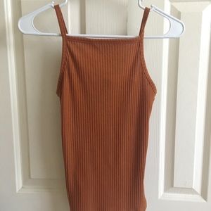 Orange ribbed tank top